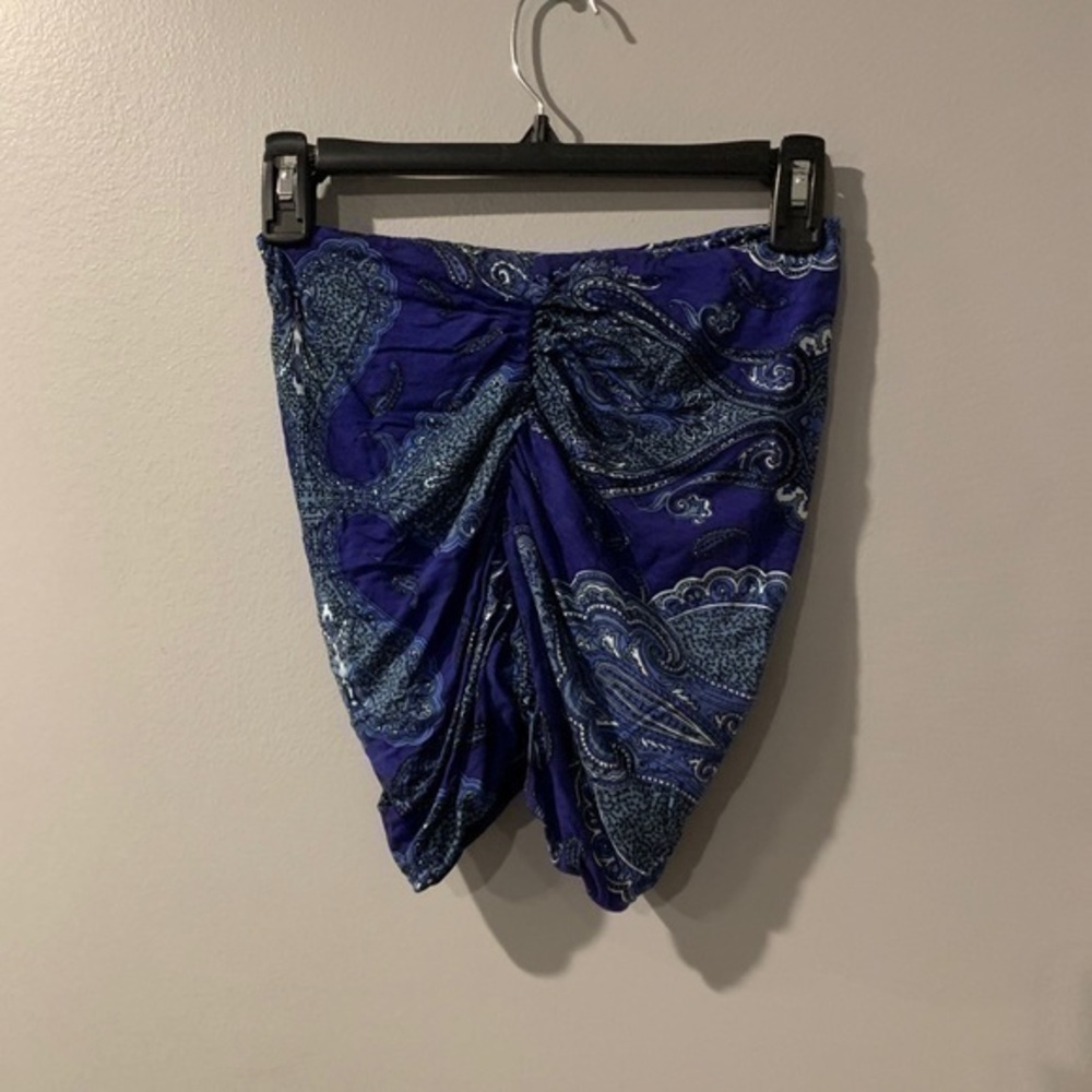 blue halter-top